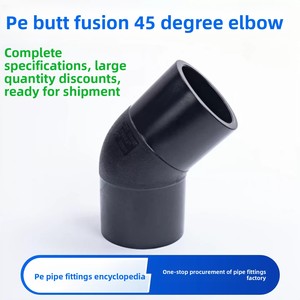 HDPE-Rohrfittings Stumpfschweißung Gleichdurchmesser-Winkelstück 45° °   Winkelstück 50-1000 PE-Fittings PN16/12.5/10 SDR17/13.6/11 PE100 - Product Image 2