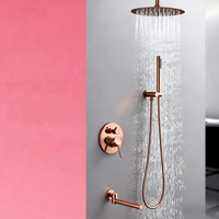 Ensemble de douche encastré mural en laiton GEASAM, or rose brossé, cartouche en céramique, modèle WX9, pour la distribution