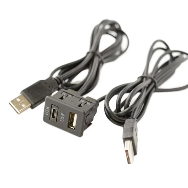 Dashboard Mount USB Type-C Extension Cable Dual Port Car Panel Adapter Audio Multimedia Infotainment System 1.5M IP65 Printer