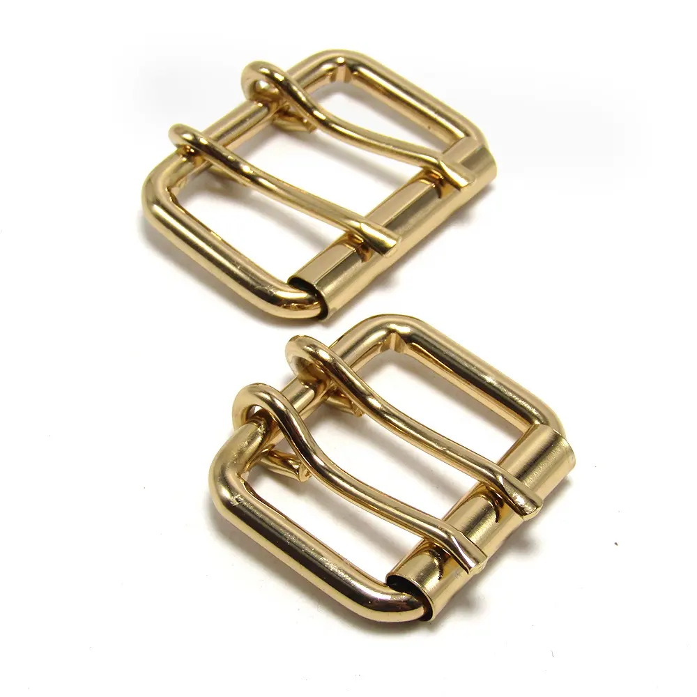 25mm 32mm 38mm 50mm Metal Iron Gold Half Roller Double Pin Buckle For Men Belt