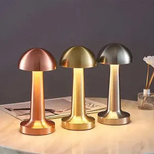 Nordic Gold Medal Led Restaurant Wireless Table Lamp Usb Rechargeable Cordless Table Lamp Retro Lights For Bar