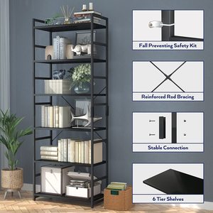 Estantería de almacenamiento de 6 niveles, estantería <span class=keywords><strong>Vertical</strong></span> moderna para libros, dormitorio, sala de estar y oficina en casa - Product Image 4