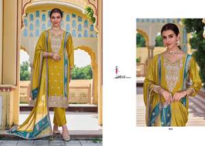 Most Selling Designer <b>Silk</b> Salwar Suit with Embroidery Work Indian and Pakistani Clothing Salwar Kameez - Product Image 3