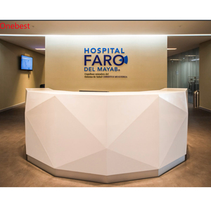 Mostrador de Recepción Redondo de Superficie Sólida para Hospital, Estación de Enfermería, Servicio, Recepción Blanca para Clínica - Product Image 1