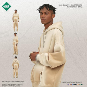 Artie เสื้อผ้าผู้ชาย2024ฤดูใบไม้ร่วงและฤดูหนาวสินค้าใหม่สีทึบเปล่าบวกกำมะหยี่หนา360กรัมสเปรย์ย้อมเสื้อเก่า - Product Image 4