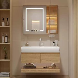 Muebles de Baño Modernos con Lavabo y Espejo, Conjunto de Muebles Sanitarios, Mueble de Baño Suspendido en la Pared - Product Image 4