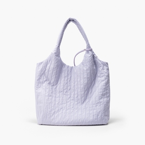 Light Purple Quilted Nylon Shoulder Bag Zipper Tote Hobo <b>Handbag</b> with Pouch for Women Daily Travel - Product Image 5