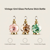 Flacon compte-gouttes vintage en verre de 12 ml pour parfum, huiles essentielles, soins de la peau, avec surface gravée