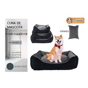 Set di 3 Cuscini per Animali Domestici in Velluto a Coste e Cristallo, Super Morbidi, Neri, per Cani - Product Image 1