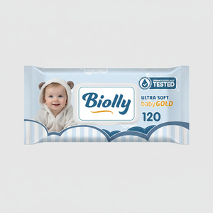 Lingettes humides Biolly Baby Gold 120 pièces - À base d'eau pure, sans alcool, ultra-douces - Product Image 2