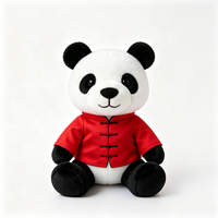 Peluche Panda de Haute Qualité Style Chinois, Vêtement Traditionnel Rouge Tang, Jouet Animal en Peluche Panda Doux