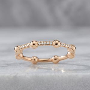 Anillo de Eternidad Minimalista de Oro Sólido de 18K con Diamantes Redondos de Corte Brillante en Forma de Bola, Unisex, para Uso Diario - Product Image 3