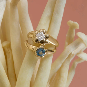 แหวนบลูโทแพซทรงสี่เหลี่ยม Gemnel Morrison ประดับพลอยแท้ เงินแท้ 925 ดีไซน์ดอกไม้เรียบง่าย ชุดเครื่องประดับลายดอกไม้ - Product Image 6