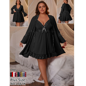 Completo Set Lingerie Donna 2026 Plus Size in Pizzo con Scollo a V, Nuovo Arrivo, Babydoll Trasparente ed Elasticizzato, Vestaglia Seducente, <span class=keywords><strong>Camicia</strong></span> <span class=keywords><strong>da</strong></span> <span class=keywords><strong>Notte</strong></span> - Product Image 5