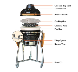 Barbecue AUPLEX 16 pouces, rôtissoire japonaise, <span class=keywords><strong>four</strong></span> en céramique, barbecue au charbon de bois, <span class=keywords><strong>Kamado</strong></span>, pour extérieur et jardin - Product Image 5