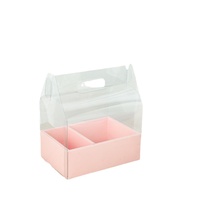 Magnifique Boîte à Gâteaux Florale Pliable Transparente pour Noël Anniversaire, Emballage Cadeau Vide pour Dessert en Papier avec Poignée