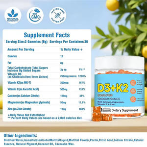 Complément alimentaire en gommes à la <span class=keywords><strong>vitamine</strong></span> D3 K2 pour soutenir la santé des os, l'absorption du calcium, la santé immunitaire avec du calcium, du magnésium, de la <span class=keywords><strong>vitamine</strong></span> C et du zinc - Product Image 2