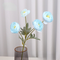 Ranunculus artificiel réaliste fait main à 4 têtes, lotus en soie, rose thé pour mariage, Thanksgiving et fête des Mères