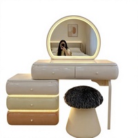 Nouvelle Grande Coiffeuse avec Miroir et Rangement, Meuble de Chambre à Coucher, Table de Maquillage avec Lumières LED, Tiroirs Colorés, Meilleure Vente pour la Maison