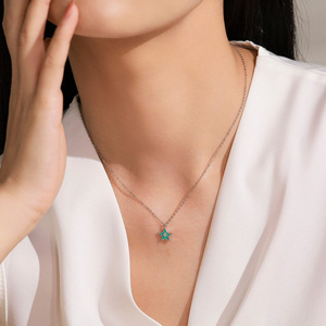 Collier personnalisable en cuivre, version minimaliste en argent sterling S925, pendentif cœur, étoile et fruit en résine époxy colorée pour femme - Product Image 6
