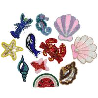 Appliques 3D scintillantes faites à la main en strass, motifs animaux marins, pour accessoires vestimentaires et projets de bricolage