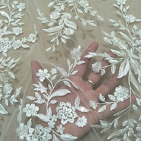 Lourd français dentelle paillettes paillettes brodé fleur Tulle tissu pour la fabrication de robes de mariée