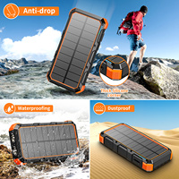 Chargeur mobile 36000mah 15w à charge rapide, batterie externe, lampe de poche, portable, étanche, sans fil, solaire, batterie externe 20000mah avec câble