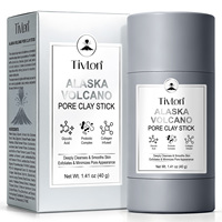 Mascarilla Facial en Barra de Arcilla Volcánica TIVLON con Probióticos para una Limpieza Profunda de los Poros, Control de Grasa y Eliminación de Puntos Negros - Tamaño Viaje, 40g