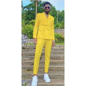Trajes de Hombre Amarillo Naranja Estilo Africano, Trajes de Novio para Boda, Esmoquin Ajustado, Blazer para Fiesta de Graduación, Terno Masculino de <span class=keywords><strong>2</strong></span> Piezas, Chaqueta+Pantalón - Product Image 1