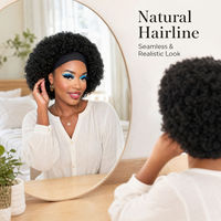 Perruque courte style afro européen et américain, boucles courtes et volumineuses, avec foulard, en fibre synthétique haute température, fabriquée à la machine – Meilleures ventes