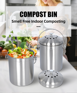 <strong>Large</strong> 7L Stainless Steel Composter Waste Pail Indoor Countertop <strong>Kitchen</strong> Recycling <strong>Bin</strong> - Product Image 3