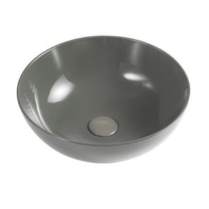 Lavabo da Appoggio Moderno 385x150mm Grigio Cemento Sottile 02 per Mobile Bagno o Hotel in Porcellana Effetto Pietra - Product Image 1