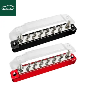 Stroomverdeelblok Bus Bar Met Deksel 2 X M6 Terminal Studs12 X M4 Terminal Schroeven 12V-48V Bus Bar Klemmenblok