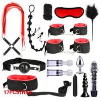 Vente en Gros de Produits Sexuels Jouets Érotiques pour Adultes Set d'Équipement BDSM de Contrainte Menottes Pinces à Tétons Bâillon Fouet Corde Jouets Sexuels pour Couples