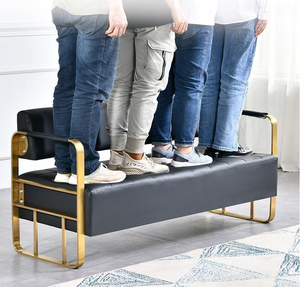 Sofá de Espera Moderno y Lujoso Personalizado de Acero Inoxidable para Salón de Belleza, Banco Largo para Barbería, Sillas de Champú para Área de Espera - Product Image 4