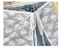 Nouvelle jupe mi-longue en dentelle blanche avec ceinture assortie, jupe courte superposée douce et polyvalente, robe enveloppante