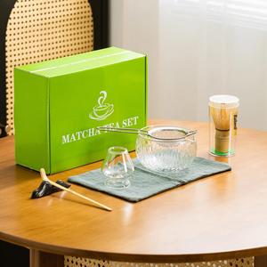 Ass Heat-Resisting Modern Simple Design Matcha Set 7-Piece Transparent High Borosilicate Black Japanese Gift <b>Box</b> <b>Tea</b> - Product Image 2