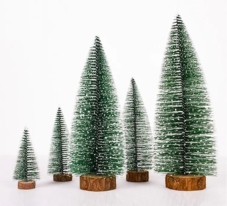 Mini arbre de noël floqué, fournitures de décoration, ornement de table 10 15 20 25 30cm, vente en gros, 10 pièces