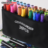 Marqueurs d'art GENVANA en gros d'usine, 36 couleurs, pointes coniques 1-6mm, double pointe, encre à base d'alcool, marqueurs professionnels pour dessin et croquis