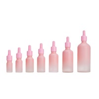 Botella de Vidrio Rosa Degradado Esmerilado con Gotero, 5ml 10ml 15ml 20ml 30ml 50ml 100ml, Reciclable, Vacía, para Suero, Aceite Esencial, de Lujo