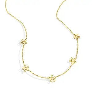 Wholesale Custom Fashion Women Jewelry Stainless Steel 18k Gold Silver Small Flower Pendants Necklaces