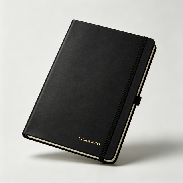 Custom Black PU Hardcover Business Notebook Custom Logo A5 Elastic Band Journal Set Gift