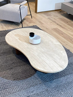 Table basse en marbre de style nordique minimaliste Wabi-Sabi, petite table en pierre naturelle avec trous, durable, mobilier moderne pour salon