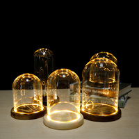 Dôme en verre rond avec boîte aveugle de lampe, couvercle anti-poussière, cadeaux de saint-valentin, OEM/ODM d'usine