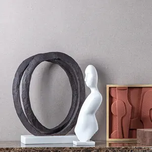 Interieur Desktop Grote Ornament Hars Kunst Sculptuur Decoratieve Accessoires Marmer Stand