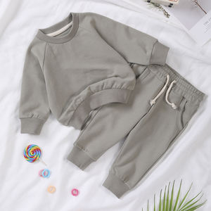 طقم رياضي للأطفال والرضع مكون من قطعتين بطباعة شعار مخصص، بدلة رياضية بغطاء للرأس للأولاد والبنات، مصنوع من القطن الفرنسي تيري - Product Image 6