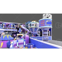 Structure de jeu intérieure commerciale pour centre commercial, thème Galaxie Spatiale, avec robot futuriste, escalade d'aventure verticale multi-niveaux et toboggan en spirale