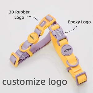 Personal isierte Designer benutzer definierte Logo-Muster wasserdichte PVC-Hund führt Hände frei Haustier Hunde halsband Leine Set - Product Image 4