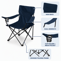 Chaise d'extérieur portable personnalisée, pliable, avec dossier haut et support pour les bras, pour la plage, le jardin, le camping