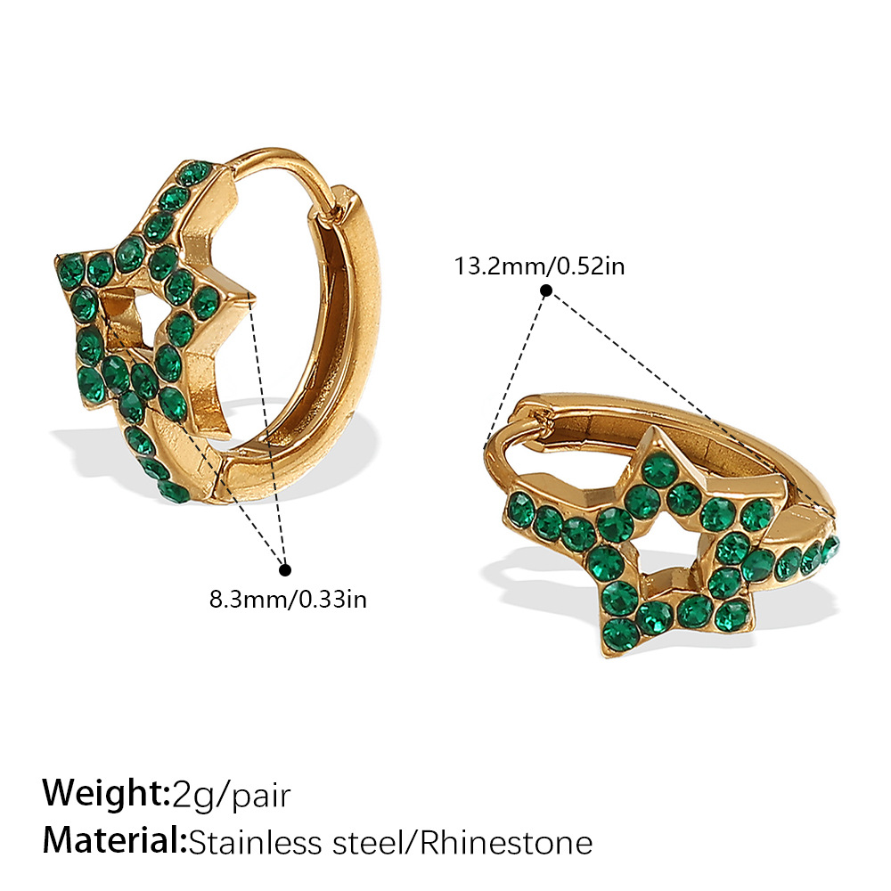 EH1089GNG Pendientes de aro de oro con diamantes verdes